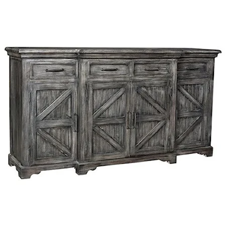 Bengal Manor Mango Wood Breakfront 4 Door  4 Drawer Grey Wash Sideboard